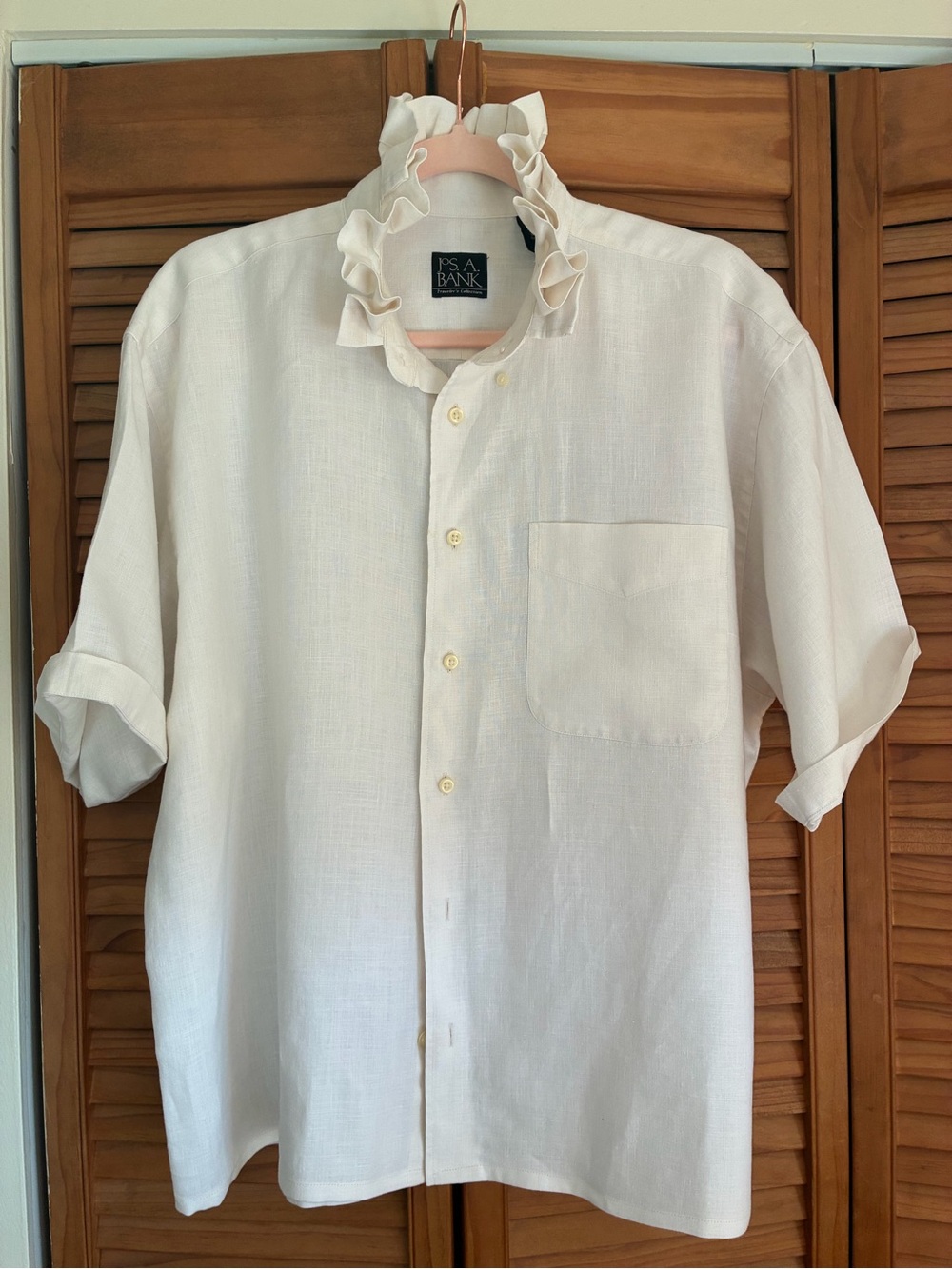Jos. A. Bank Cream Ruffle Collar Button-Front Blouse - Picture 6 of 6
